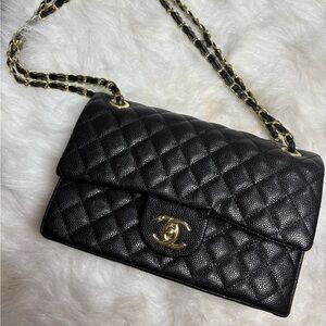 Black Chanel Quilted Bag with Gold Chain